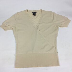 (PO) New York & Company, Cream Faux Wrap Top